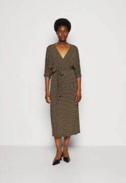Marc O'Polo Dress Long Sleeve V Neck Wrap Dress - Jerseyjurk - Multi/Nordic Sand