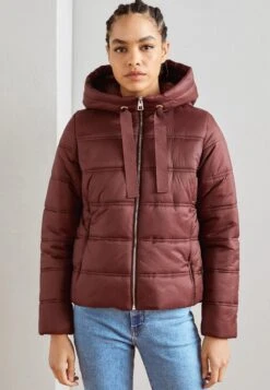 Marc O'Polo Jacket Padded Double Stitching Fixed Hood Pockets Drawstring Hood - Winterjas - Crimson Brown