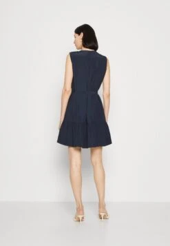 Marc O'Polo Dress Shirt Style Volant Skirt Sleeveless Belted - Blousejurk - Deep Blue Sea -Marc O'Polo 04dad7d59f5a4dd08d1c360ccb781e6f