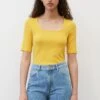 Marc O'Polo DENIM Modern Halfsleeve Square Neckline - T-Shirt Basic - Cream Gold