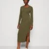 Marc O'Polo Dress Round Neck Long Sleeve Lean And Long With Slit - Jerseyjurk - Wild Olive -Marc O'Polo 0b9bebd2d67148af913b049ba741c2b8