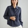 Marc O'Polo Overshirt Sharp Collar Long Sleeve Patched Pocket - Overhemdblouse - Deep Blue Sea