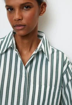 Marc O'Polo Gestreifte Friend Aus Reinem Organic - Overhemdblouse - Green -Marc O'Polo 1e30ca67d6bb4500b05159203032c950