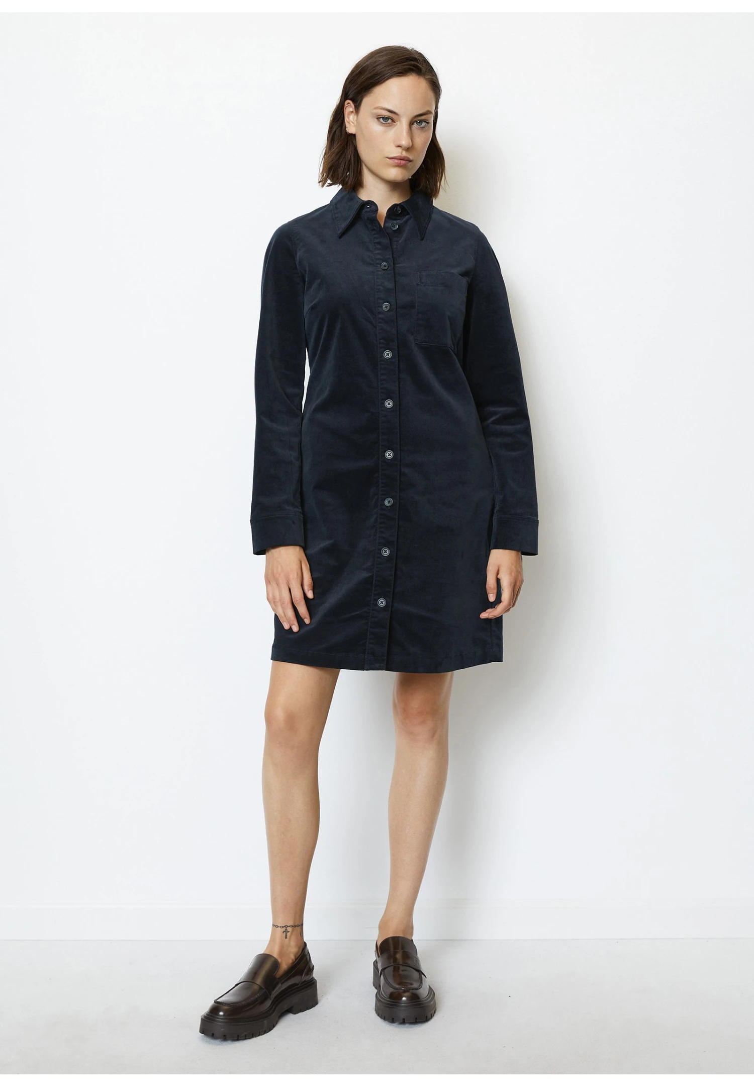 Marc O'Polo KurzesStraight Aus Stretchigem- Blousejurk - Deep Blue Sea 4 Marc O'Polo KurzesStraight Aus Stretchigem- Blousejurk - Deep Blue Sea - Afbeelding 2