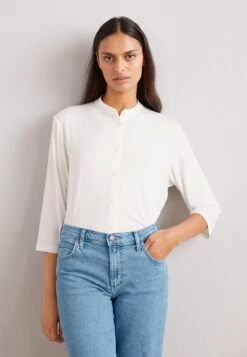 Marc O'Polo Blouse Stand Up Collar Short Sleeve - Overhemdblouse - Creamy White