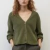 Marc O'Polo V-Neck-Cardigan Cropped Aus Heavy-Weight-Org - Vest - Wild Olive