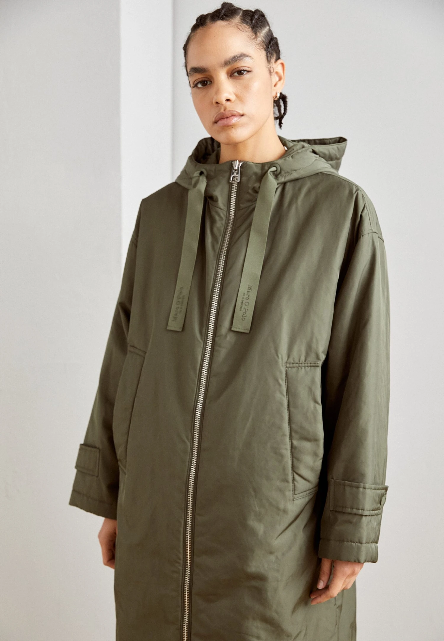 Marc O'Polo Coat Long Padded Fixed Hood Zipper Drawstring Waist - Parka - Olive Crop 3 Marc O'Polo Coat Long Padded Fixed Hood Zipper Drawstring Waist - Parka - Olive Crop