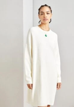 Marc O'Polo Heavy Dress Longsleeve Round Neck - Gebreide Jurk - Creamy White