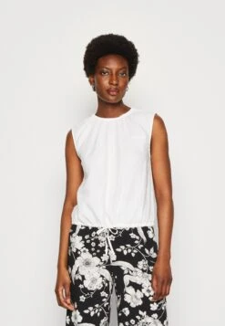 Marc O'Polo High Crew Neck With Gathering Strings At Hem - Blouse - White