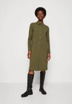 Marc O'Polo Dress Long Sleeve Collar Button Placket - Jerseyjurk - Wild Olive