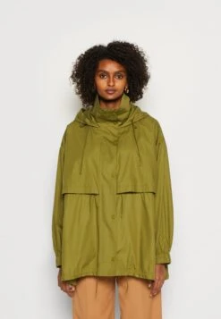 Marc O'Polo Jacket Fluent Drawstring Waist And Hem Fixed Hood Side Seam- Parka - Fern Green