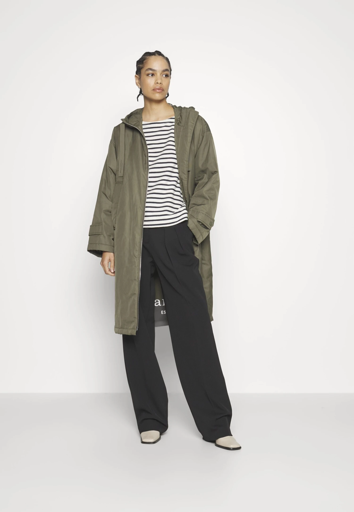 Marc O'Polo Coat Long Padded Fixed Hood Zipper Drawstring Waist - Parka - Olive Crop 5 Marc O'Polo Coat Long Padded Fixed Hood Zipper Drawstring Waist - Parka - Olive Crop - Afbeelding 3
