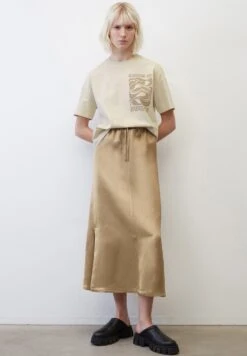 Marc O'Polo Mit Schlitzen Aus Edlem - A-Lijn Rok - Dusty Earth