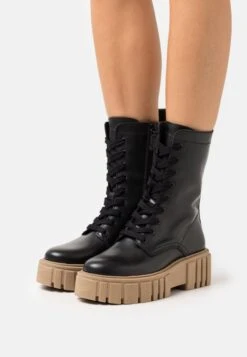 Marc O'Polo Christel - Enkellaarsjes Met Plateauzool - Black/Sand