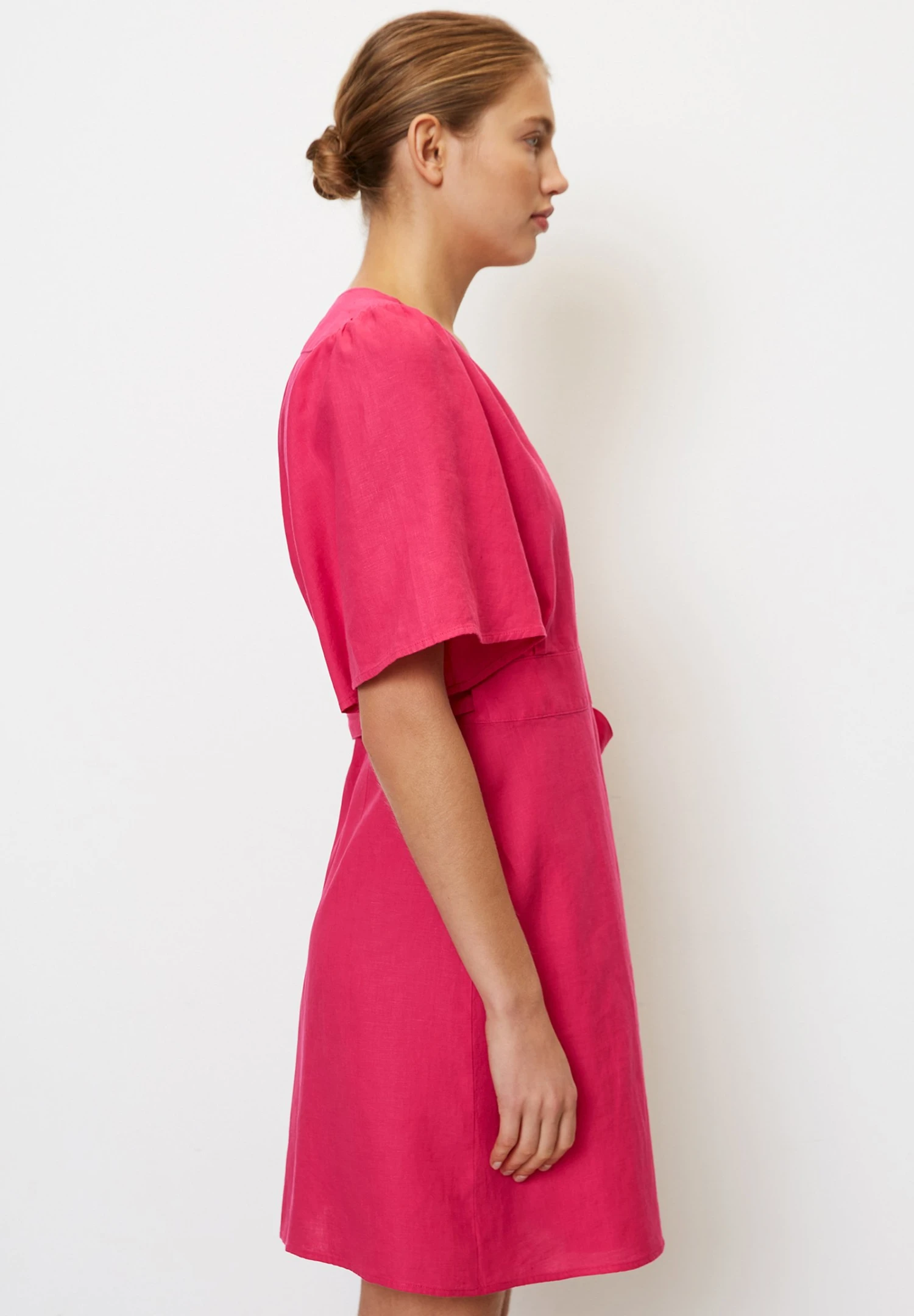 Marc O'Polo Wrap Style Flared Sleeve Short - Jurk - Dahlia Pink 6 Marc O'Polo Wrap Style Flared Sleeve Short - Jurk - Dahlia Pink - Afbeelding 4