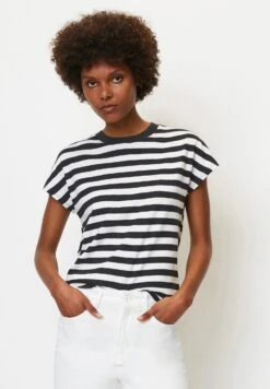 Marc O'Polo Gestreiftes Regular Aus Organic - T-Shirt Print - Multi Deep Blue Sea