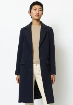 Marc O'Polo Blend Single Breasted Lapel Collar Lined Flap Poc - Mantel - Deep Blue Sea