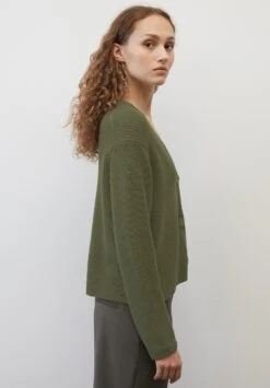 Marc O'Polo V-Neck-Cardigan Cropped Aus Heavy-Weight-Org - Vest - Wild Olive -Marc O'Polo 7f3b5702635346c4aade9a381b5fe357