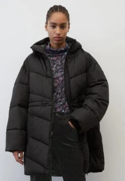 Marc O'Polo DENIM Puffer Midi Coat With Hood - Winterjas - Black