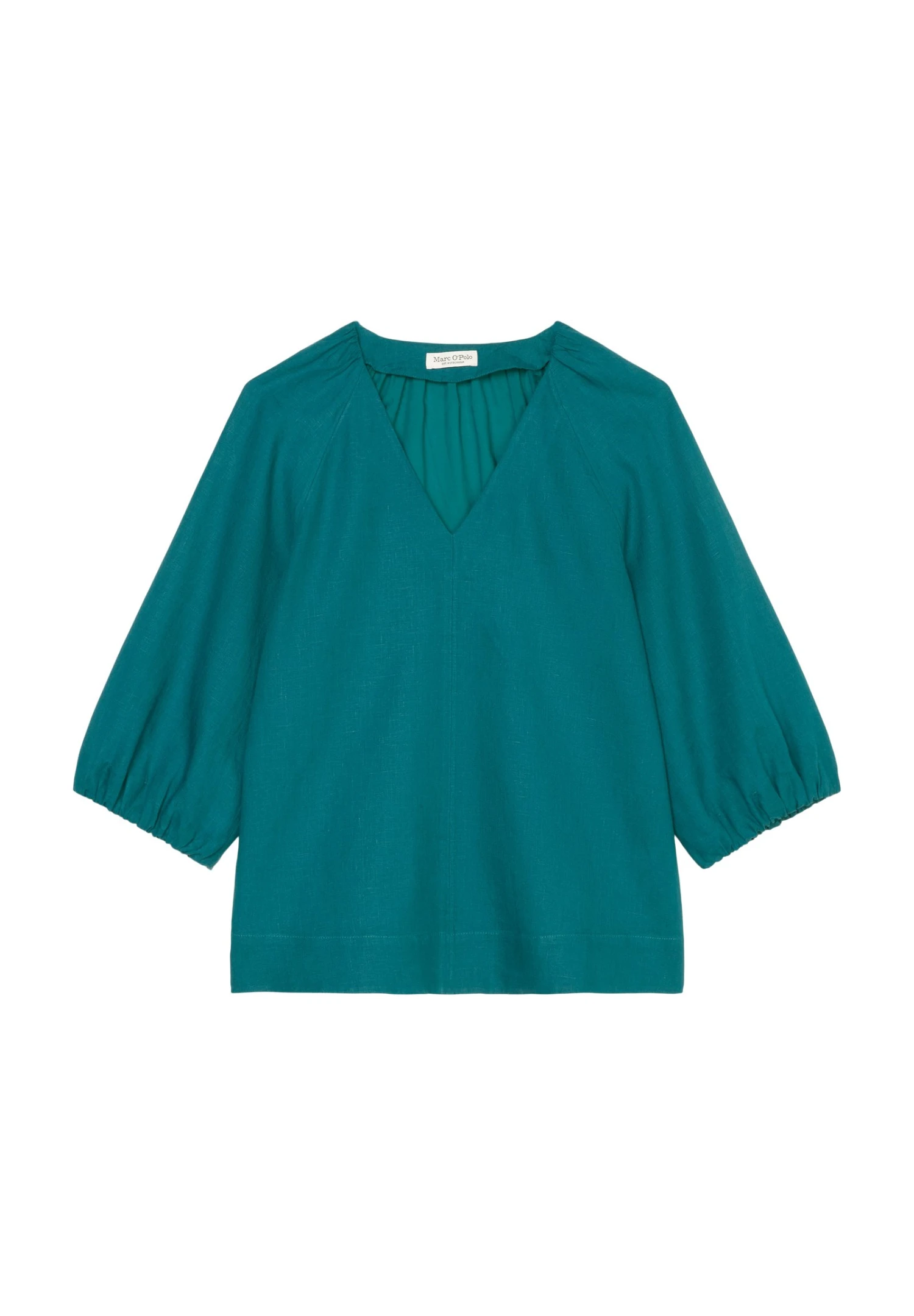 Marc O'Polo Short Sleeve Feminine Shape V Neck - Blouse - Deep Teal 8 Marc O'Polo Short Sleeve Feminine Shape V Neck - Blouse - Deep Teal - Afbeelding 6