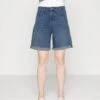 Marc O'Polo High Waist Relaxed Fit Mid Length Turn Up - Jeansshort - Dark Blue