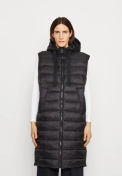 Marc O'Polo Long Vest Drawstring Hood Welt Pockets - Bodywarmer - Schwarz