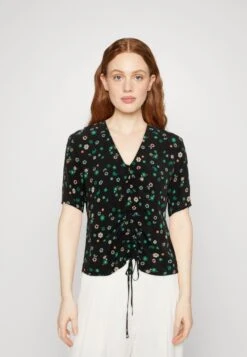 Marc O'Polo DENIM Blouse Short Sleeve Gatheirng Detail - T-Shirt Print - Multi-Coloured/Black