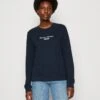 Marc O'Polo DENIM Basic Fit Crew Neck Logo Embroidery - Sweater - Navy Teal
