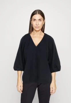 Marc O'Polo Short Sleeve Feminine Shape V Neck - Blouse - Deep Blue Sea