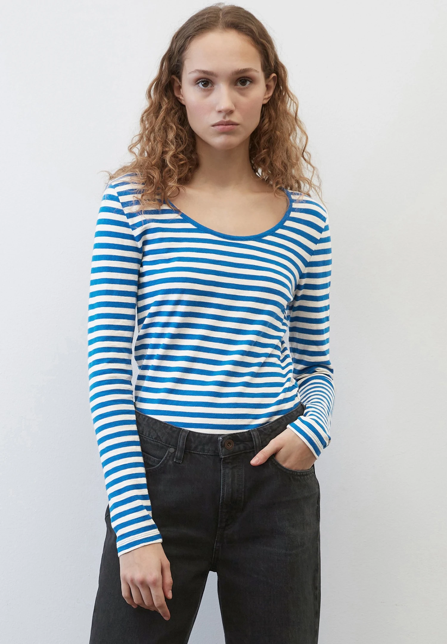 Marc O'Polo Ringel Slub - Longsleeve - Multi Vibrant Blue 3 Marc O'Polo Ringel Slub - Longsleeve - Multi Vibrant Blue