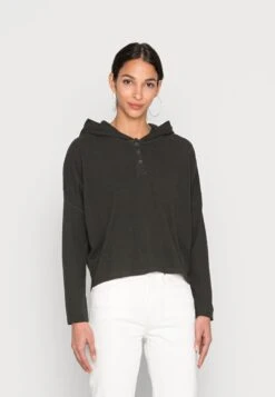 Marc O'Polo DENIM Longsleeve With Button Placket, Boxy, Cropped - Longsleeve - Midnight Emerald