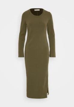 Marc O'Polo Dress Round Neck Long Sleeve Lean And Long With Slit - Jerseyjurk - Wild Olive -Marc O'Polo fb26ab94ae764f38a0216bb5deeb4b53